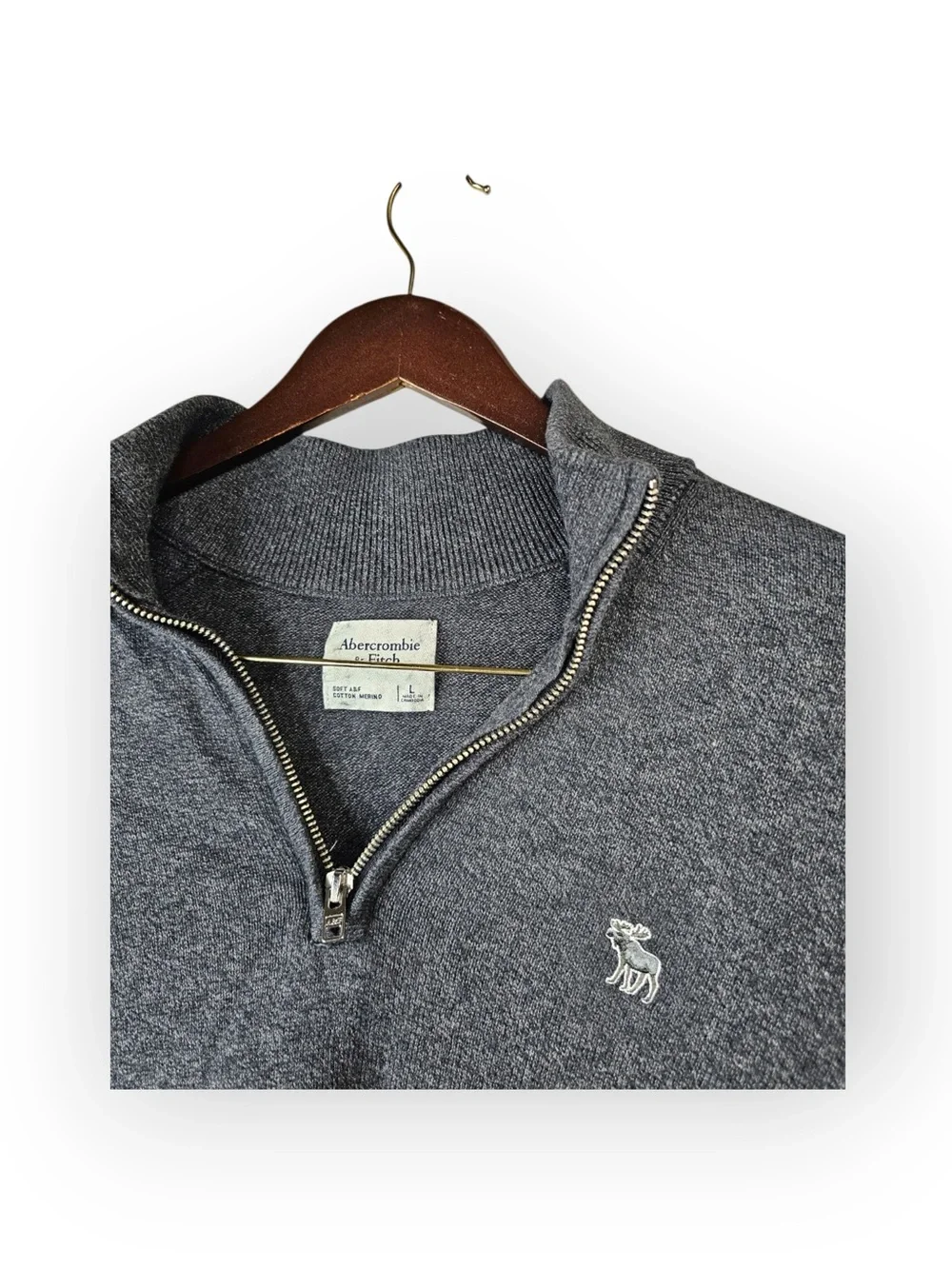 Abercrombie & Fitch Soft Cotton Merino Quarter-Zip Sweater Large